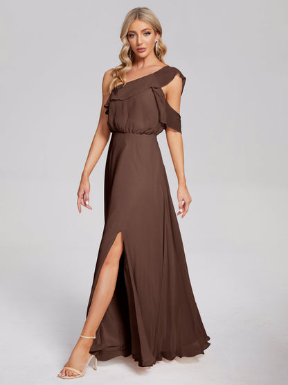 Paislee One Shoulder Ruffles Chiffon Bridesmaid Dress