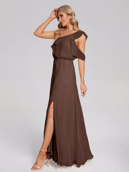 Paislee One Shoulder Ruffles Chiffon Bridesmaid Dress