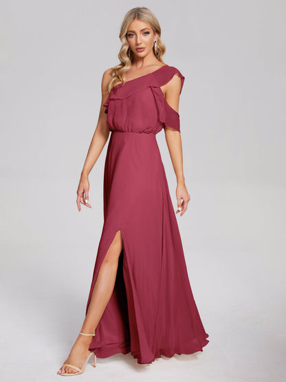 Paislee One Shoulder Ruffles Chiffon Bridesmaid Dress
