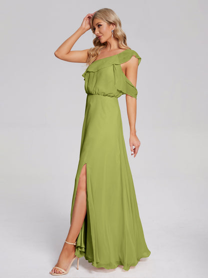 Paislee One Shoulder Ruffles Chiffon Bridesmaid Dress