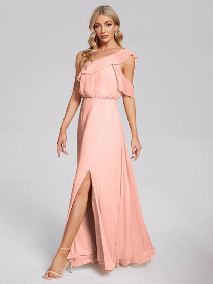 Paislee One Shoulder Ruffles Chiffon Bridesmaid Dress