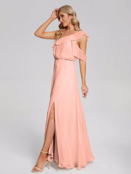 Paislee One Shoulder Ruffles Chiffon Bridesmaid Dress