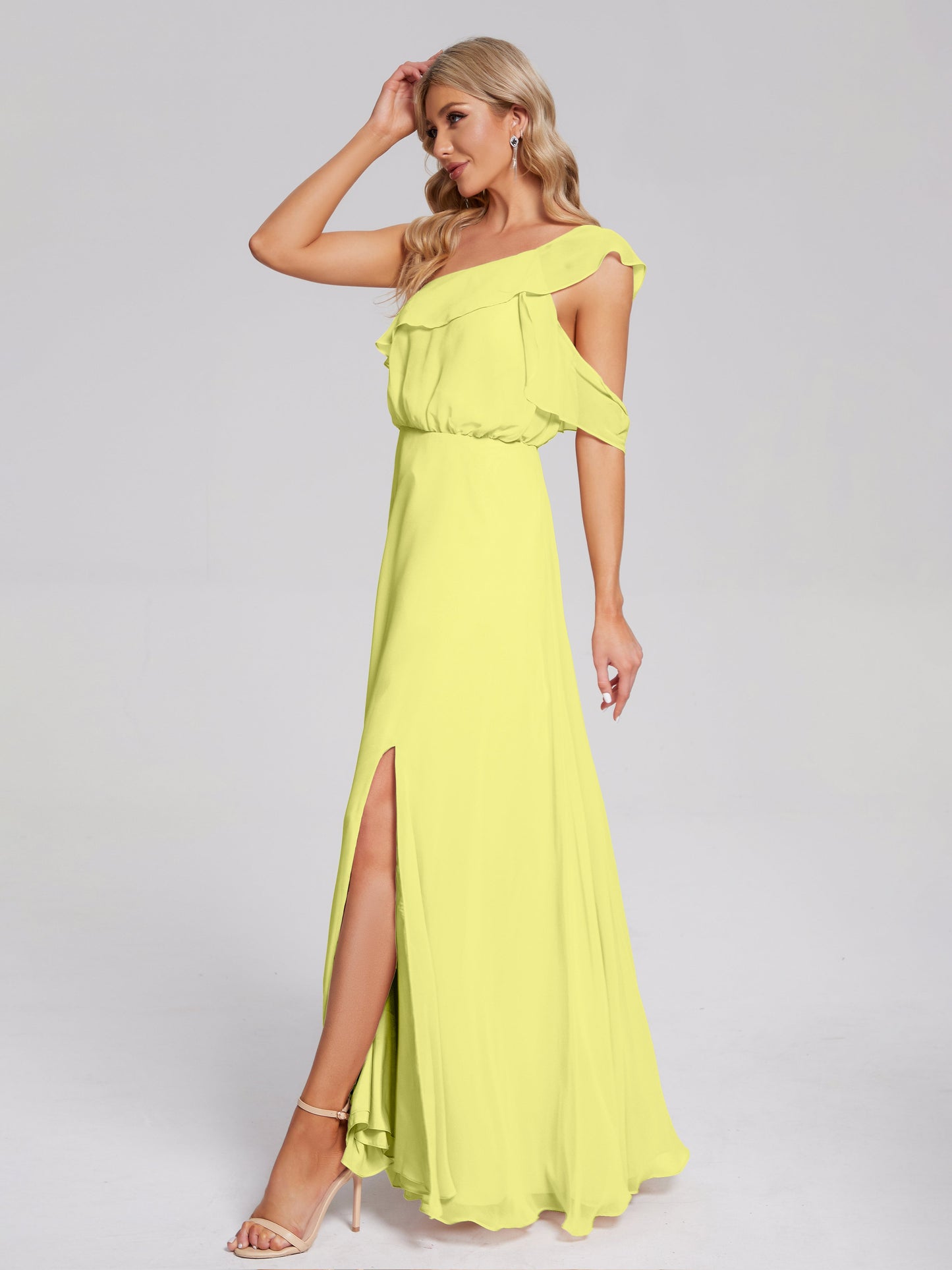 Paislee One Shoulder Ruffles Chiffon Bridesmaid Dress