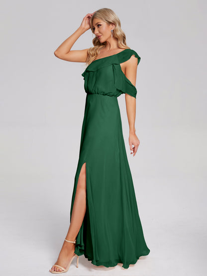 Paislee One Shoulder Ruffles Chiffon Bridesmaid Dress