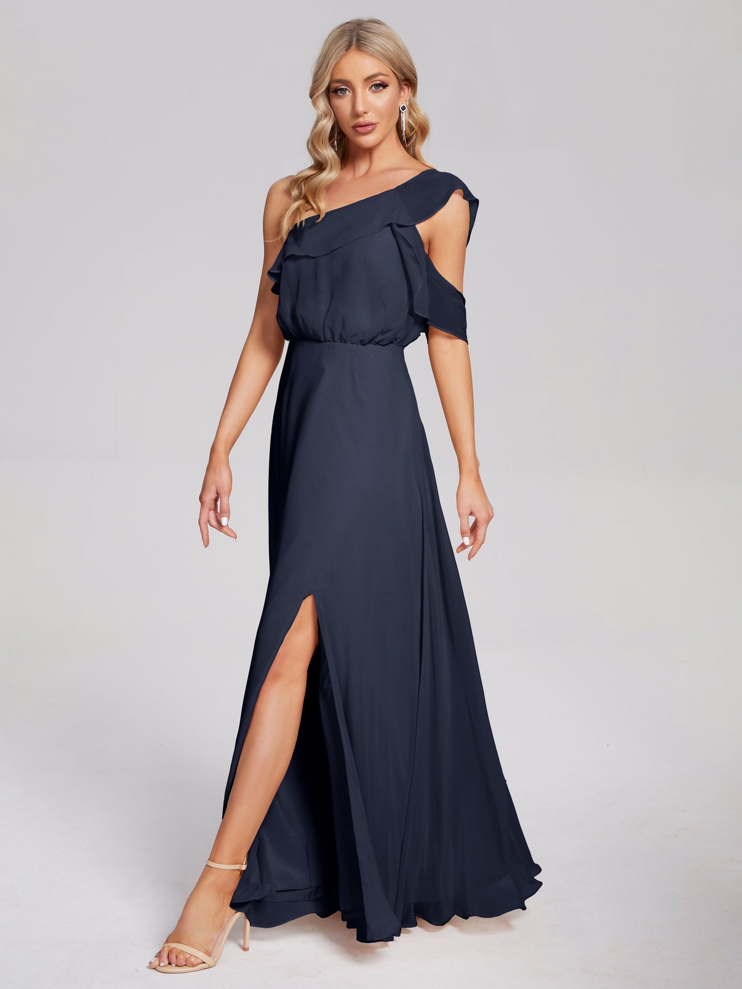 Paislee One Shoulder Ruffles Chiffon Bridesmaid Dress