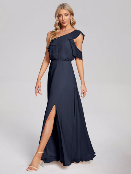 Paislee One Shoulder Ruffles Chiffon Bridesmaid Dress