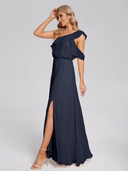 Paislee One Shoulder Ruffles Chiffon Bridesmaid Dress