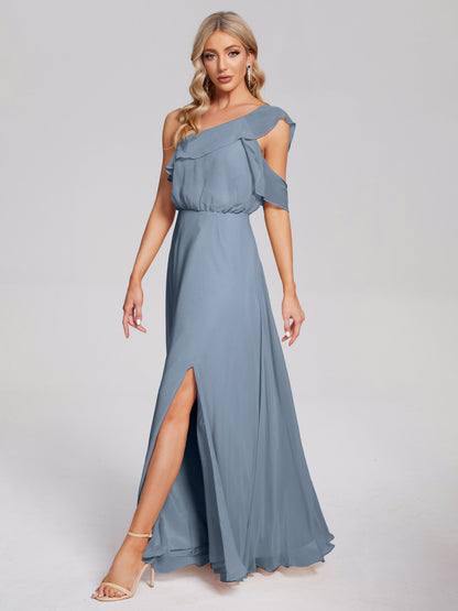 Paislee One Shoulder Ruffles Chiffon Bridesmaid Dress