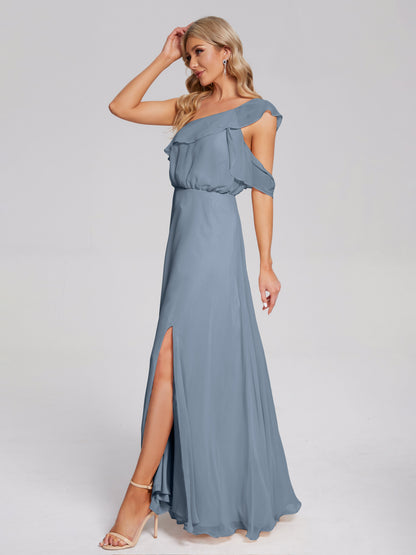 Paislee One Shoulder Ruffles Chiffon Bridesmaid Dress