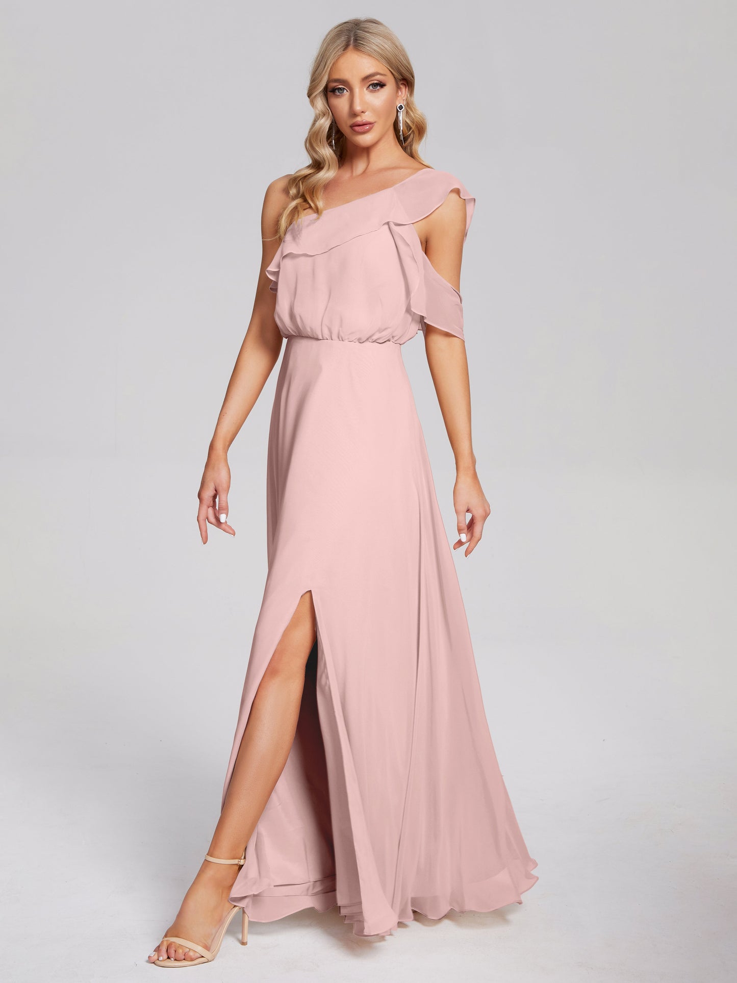 Paislee One Shoulder Ruffles Chiffon Bridesmaid Dress
