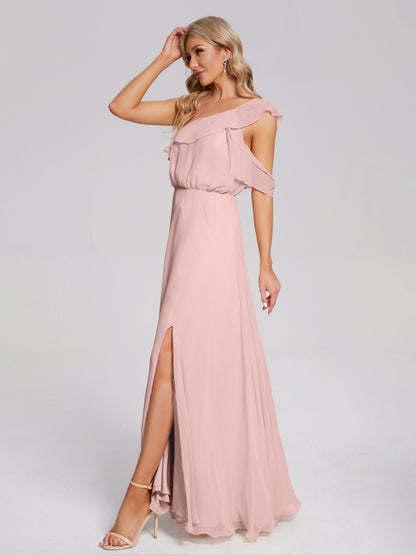 Paislee One Shoulder Ruffles Chiffon Bridesmaid Dress