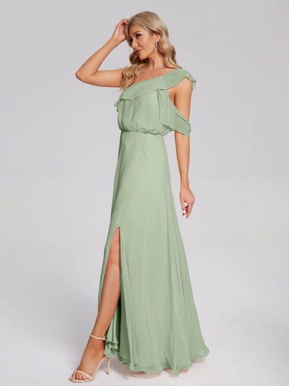 Paislee One Shoulder Ruffles Chiffon Bridesmaid Dress