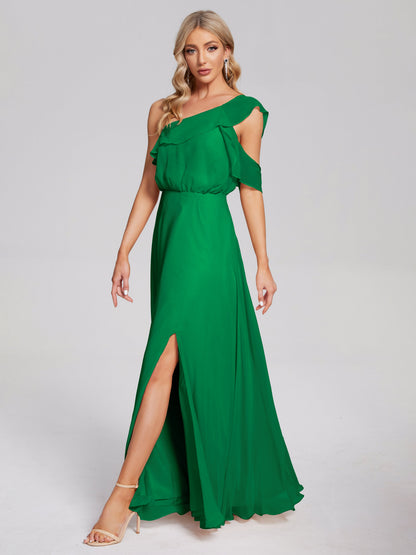 Paislee One Shoulder Ruffles Chiffon Bridesmaid Dress