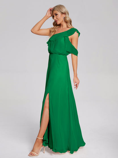 Paislee One Shoulder Ruffles Chiffon Bridesmaid Dress