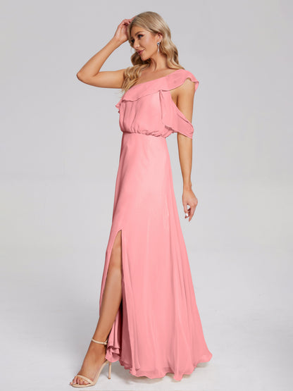 Paislee One Shoulder Ruffles Chiffon Bridesmaid Dress