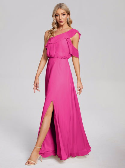 Paislee One Shoulder Ruffles Chiffon Bridesmaid Dress