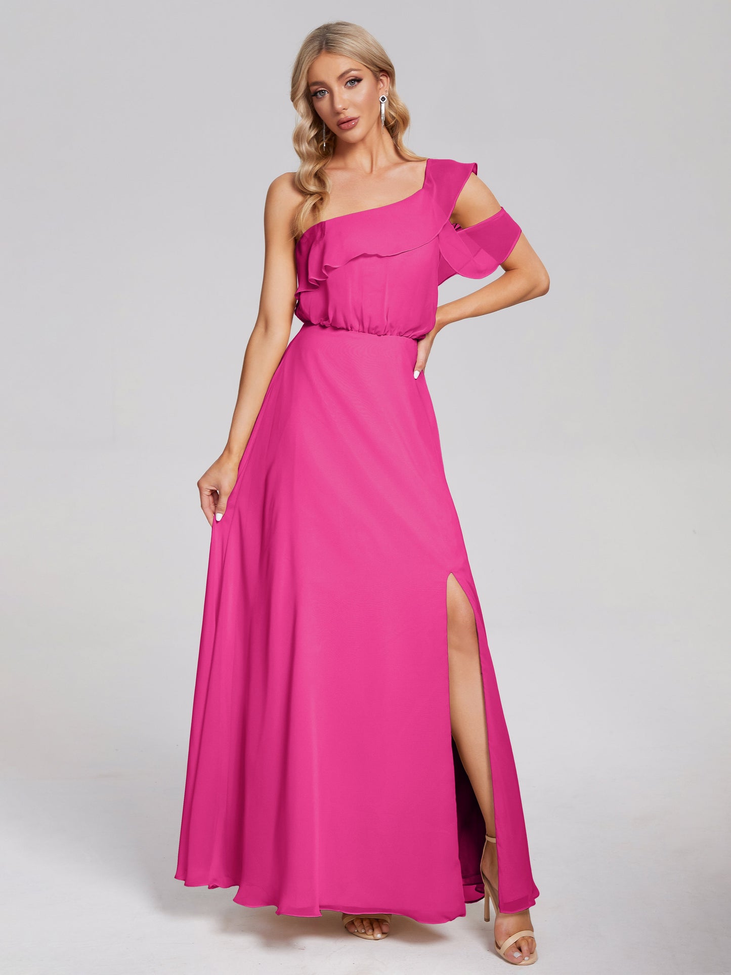 Paislee One Shoulder Ruffles Chiffon Bridesmaid Dress