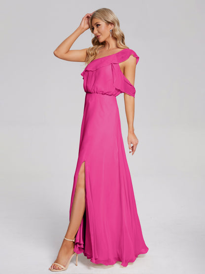 Paislee One Shoulder Ruffles Chiffon Bridesmaid Dress