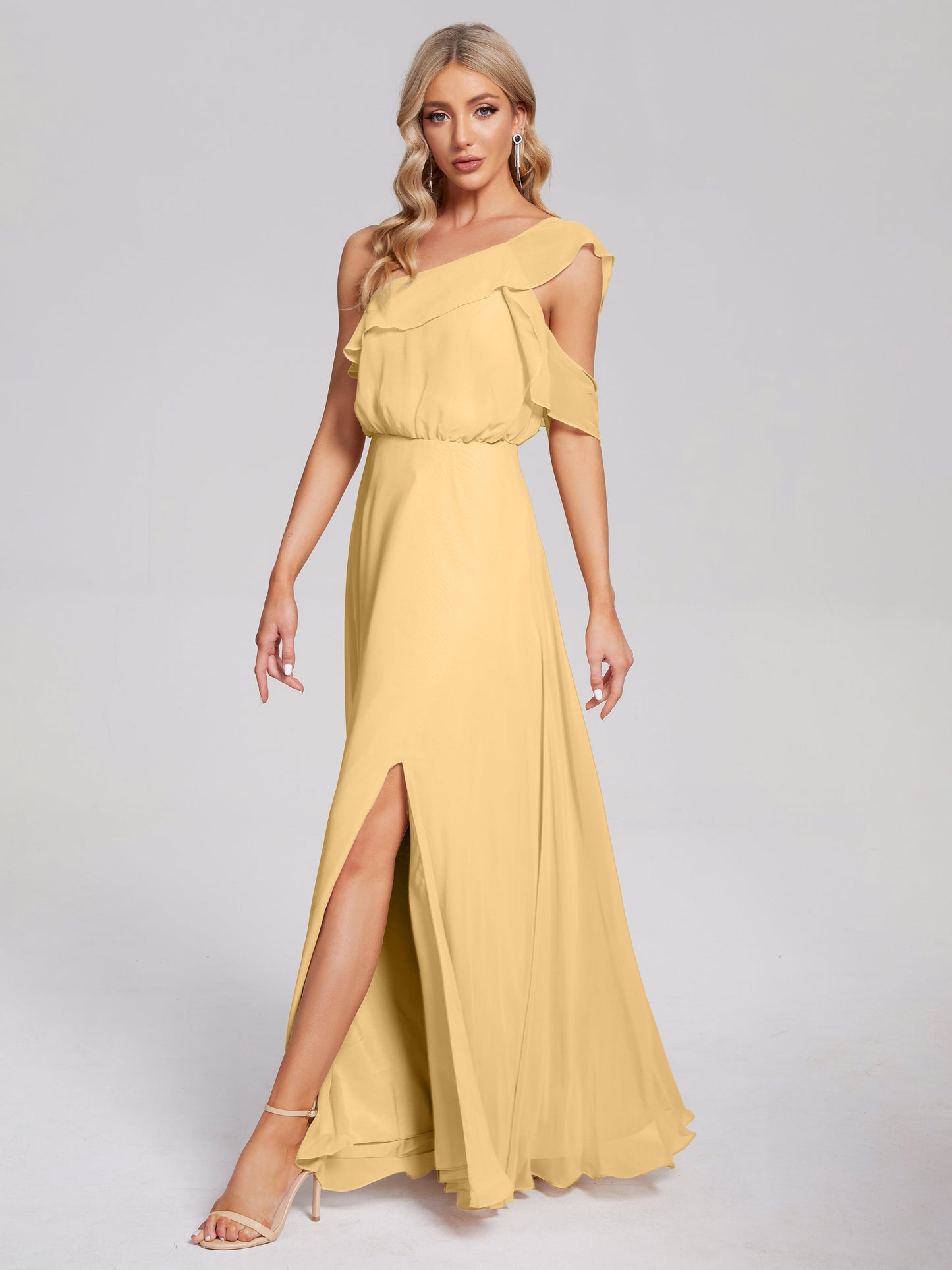 Paislee One Shoulder Ruffles Chiffon Bridesmaid Dress