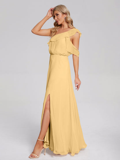 Paislee One Shoulder Ruffles Chiffon Bridesmaid Dress