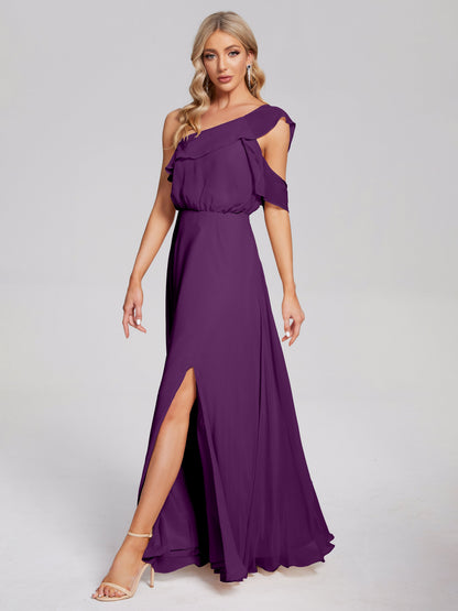 Paislee One Shoulder Ruffles Chiffon Bridesmaid Dress