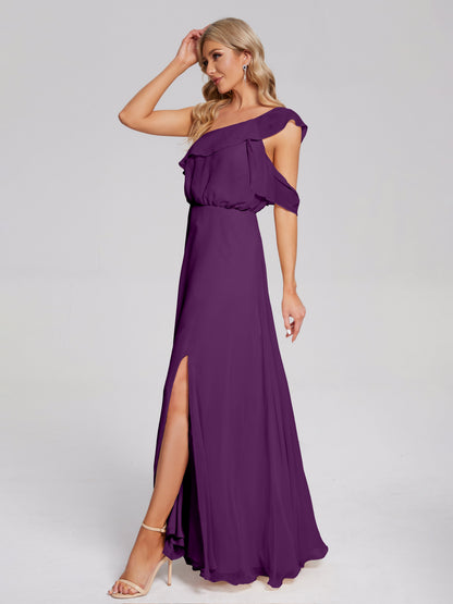 Paislee One Shoulder Ruffles Chiffon Bridesmaid Dress
