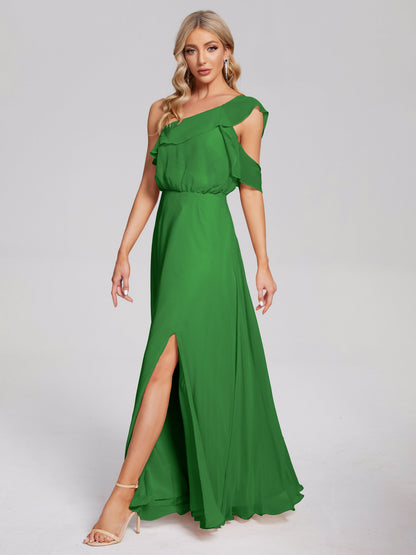 Paislee One Shoulder Ruffles Chiffon Bridesmaid Dress