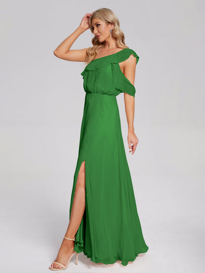Paislee One Shoulder Ruffles Chiffon Bridesmaid Dress