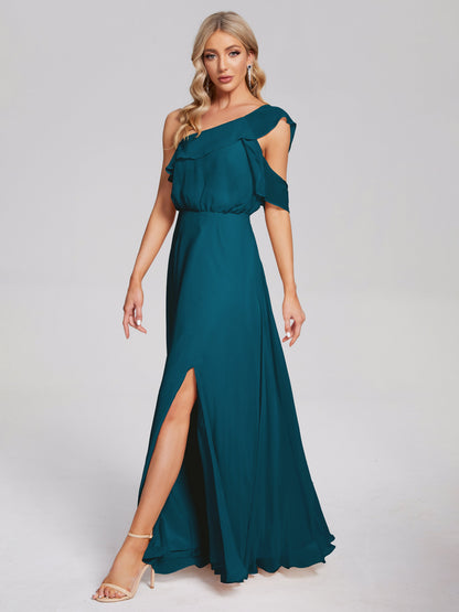 Paislee One Shoulder Ruffles Chiffon Bridesmaid Dress