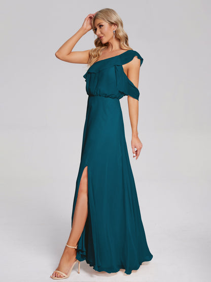 Paislee One Shoulder Ruffles Chiffon Bridesmaid Dress