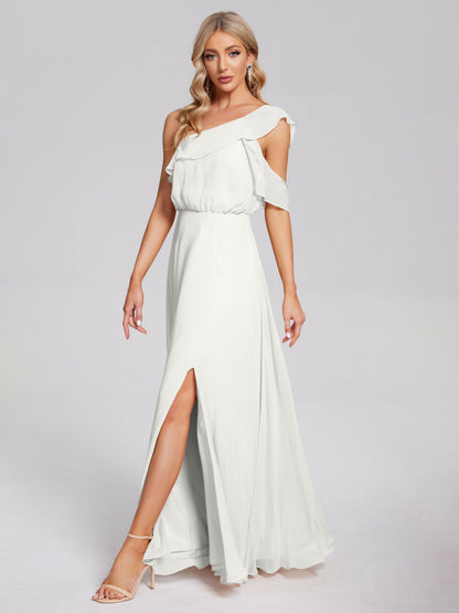 Paislee One Shoulder Ruffles Chiffon Bridesmaid Dress