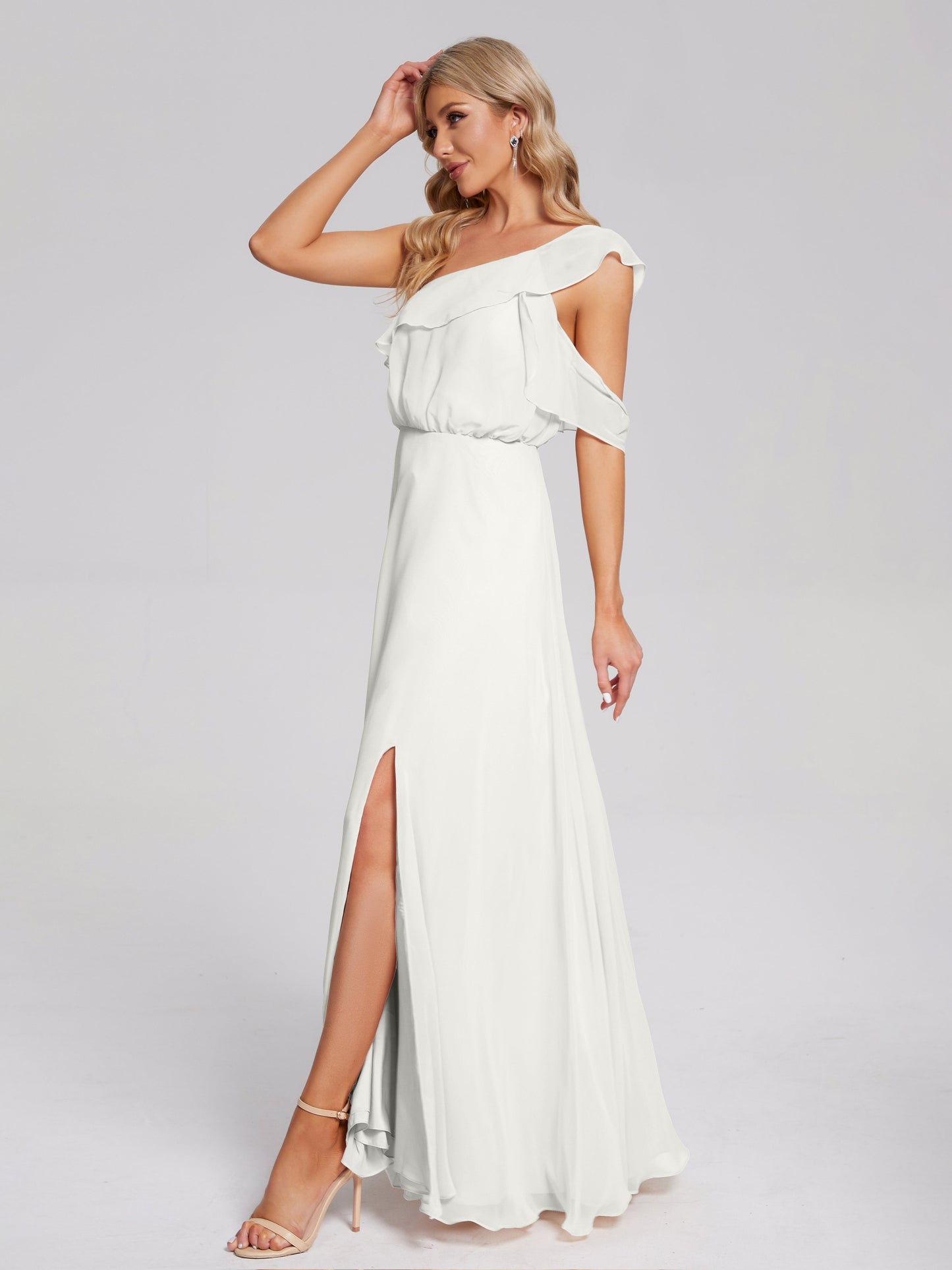 Paislee One Shoulder Ruffles Chiffon Bridesmaid Dress