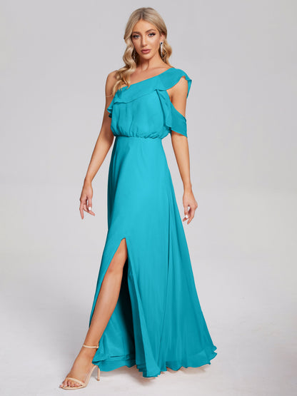 Paislee One Shoulder Ruffles Chiffon Bridesmaid Dress