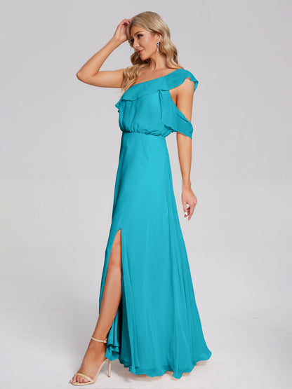 Paislee One Shoulder Ruffles Chiffon Bridesmaid Dress
