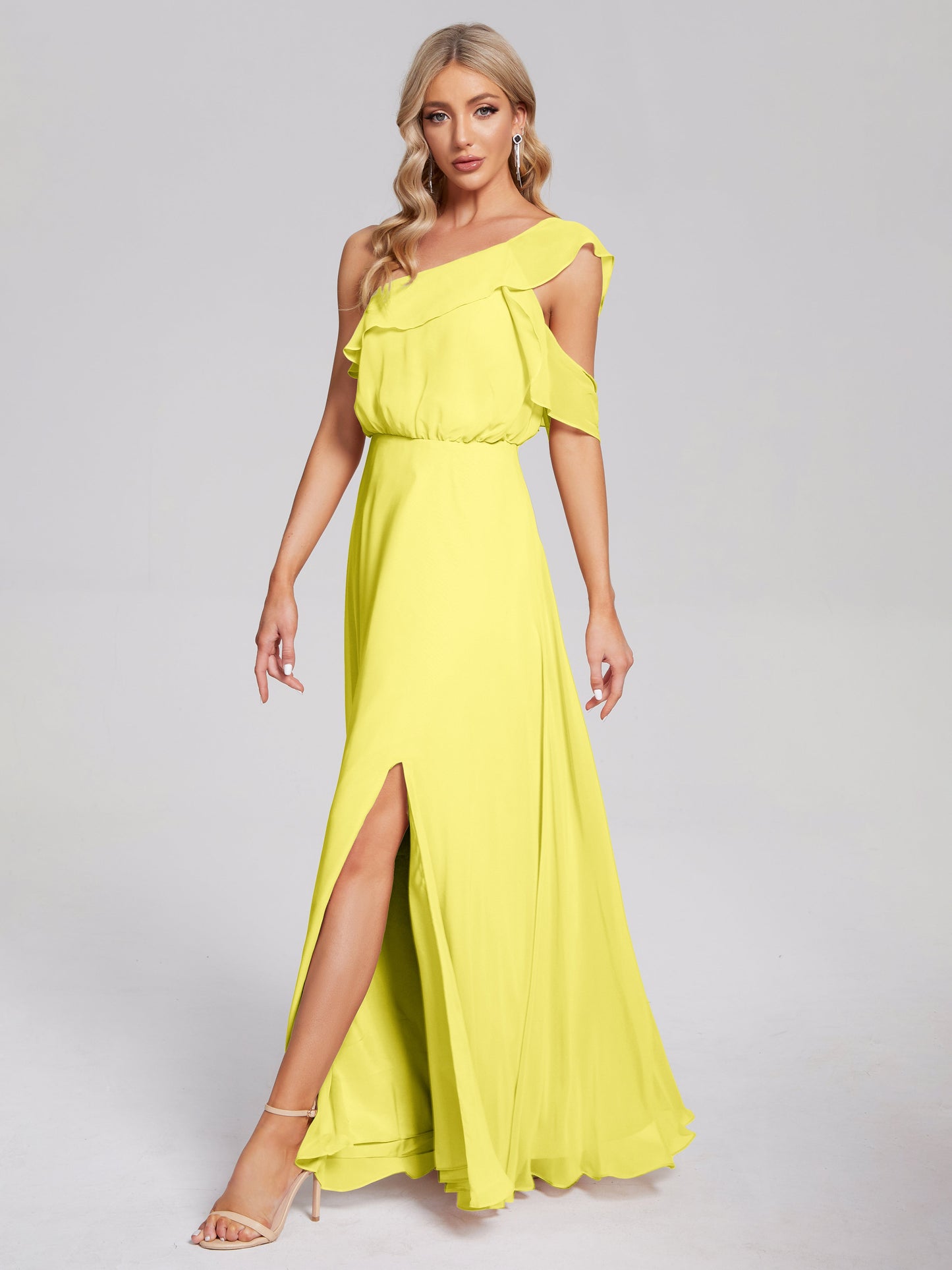 Paislee One Shoulder Ruffles Chiffon Bridesmaid Dress