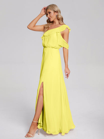 Paislee One Shoulder Ruffles Chiffon Bridesmaid Dress