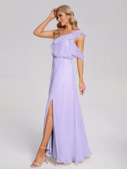 Paislee One Shoulder Ruffles Chiffon Bridesmaid Dress