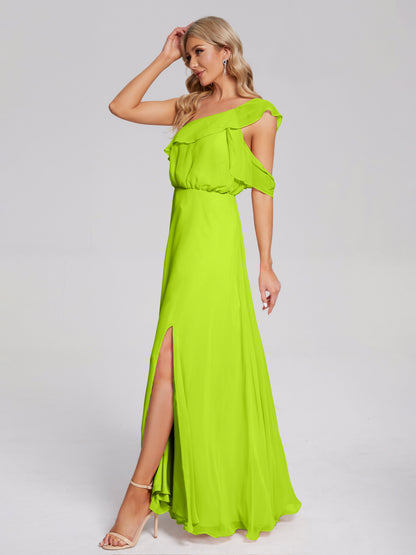 Paislee One Shoulder Ruffles Chiffon Bridesmaid Dress