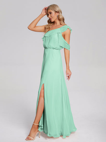 Paislee One Shoulder Ruffles Chiffon Bridesmaid Dress