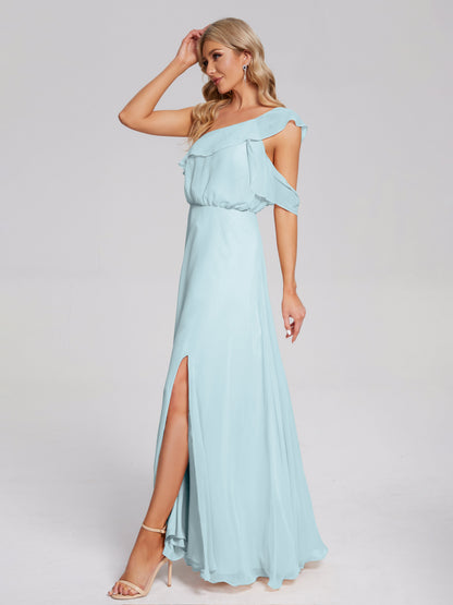 Paislee One Shoulder Ruffles Chiffon Bridesmaid Dress