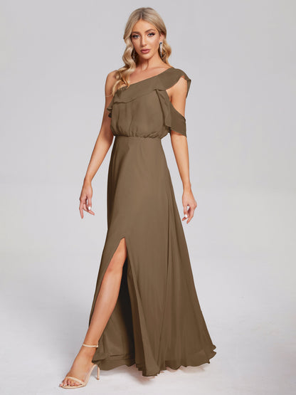 Paislee One Shoulder Ruffles Chiffon Bridesmaid Dress