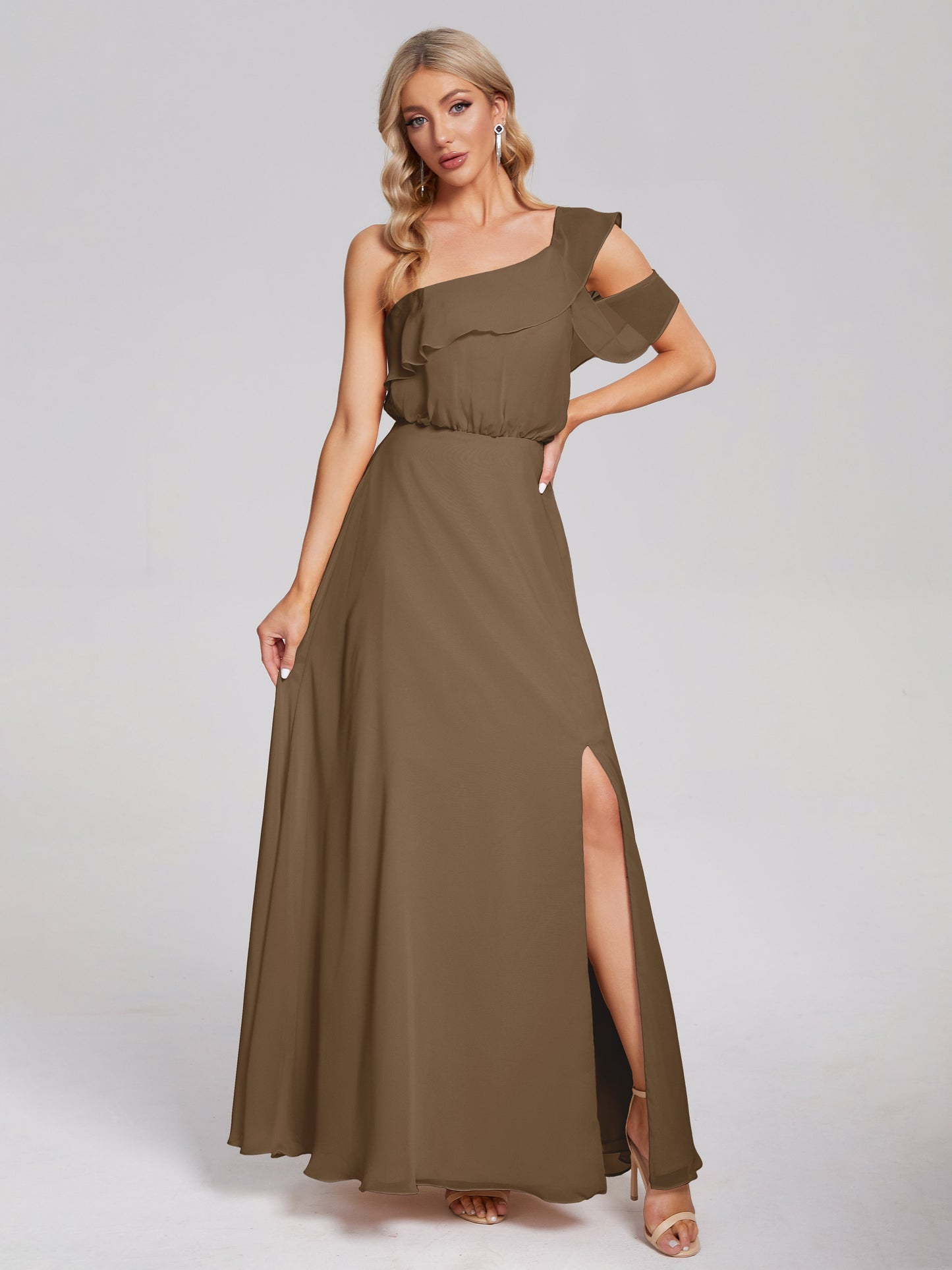Paislee One Shoulder Ruffles Chiffon Bridesmaid Dress