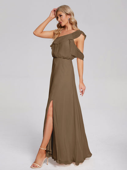 Paislee One Shoulder Ruffles Chiffon Bridesmaid Dress