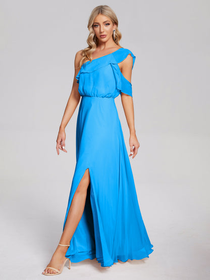 Paislee One Shoulder Ruffles Chiffon Bridesmaid Dress