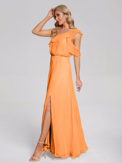 Paislee One Shoulder Ruffles Chiffon Bridesmaid Dress