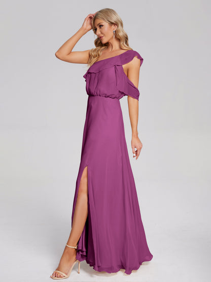 Paislee One Shoulder Ruffles Chiffon Bridesmaid Dress