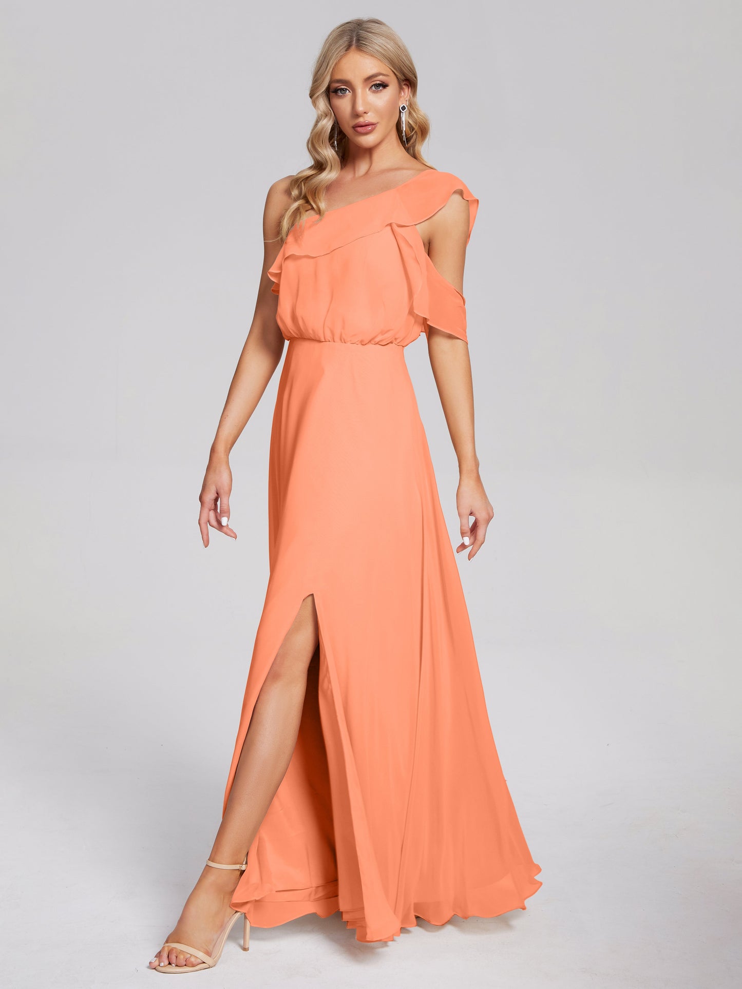 Paislee One Shoulder Ruffles Chiffon Bridesmaid Dress