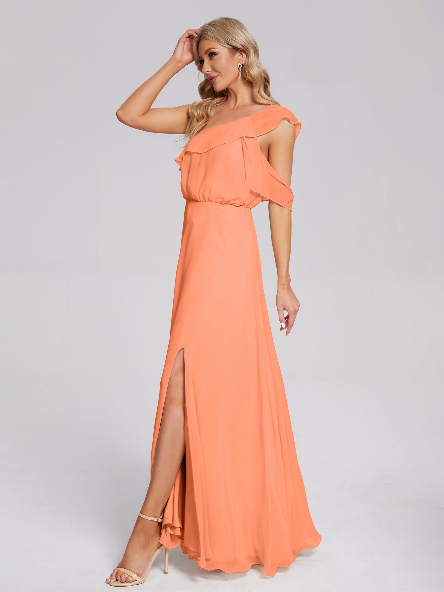 Paislee One Shoulder Ruffles Chiffon Bridesmaid Dress