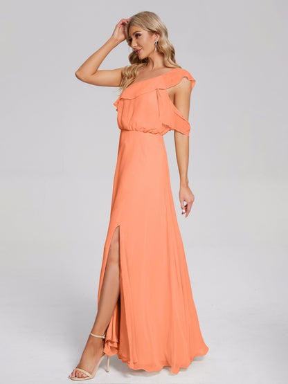 Paislee One Shoulder Ruffles Chiffon Bridesmaid Dress