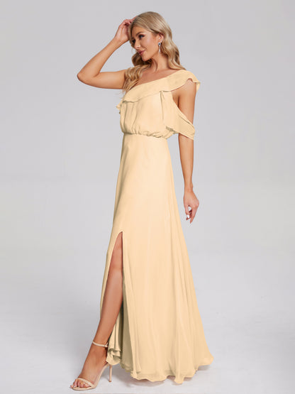 Paislee One Shoulder Ruffles Chiffon Bridesmaid Dress